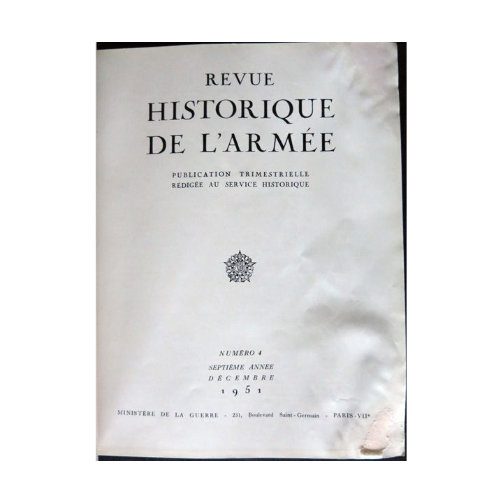 Revue historique de l'armée - 7° année N°4 - décembre 1951