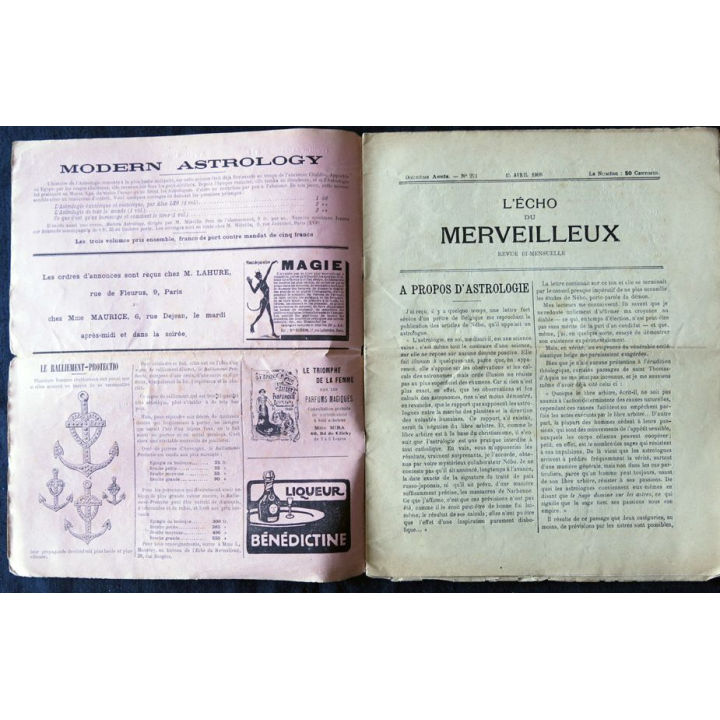 L'écho du merveilleux 12° année N° 271 du 15 avril 1908 édité par la Bibliothèque Chacornac