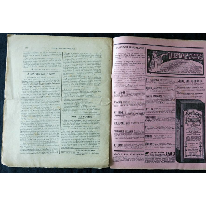 L'écho du merveilleux 12° année N° 271 du 15 avril 1908 édité par la Bibliothèque Chacornac