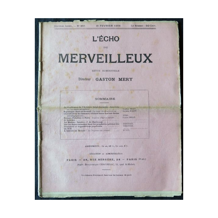 L'écho du merveilleux 12° année N° 267 du 15 février 1908