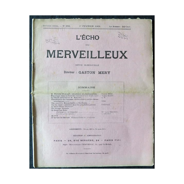 L'écho du merveilleux 12° année N° 266 du 1° février 1908
