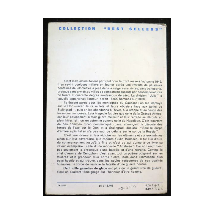 Cent mille gamelles de Glace de Giulio Bedeschi Ed Laffont 1965