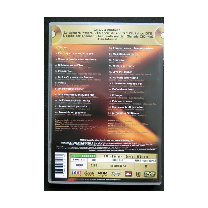 DVD : Frédéric François à l'Olympia 2002