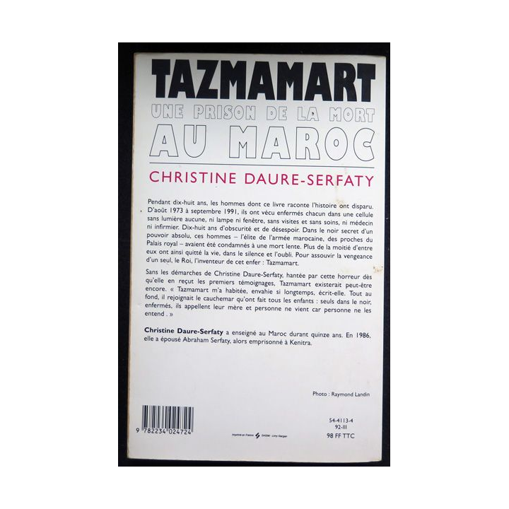 Tazmamart Une prison de la mort au Maroc de Christine Daure-Serfaty