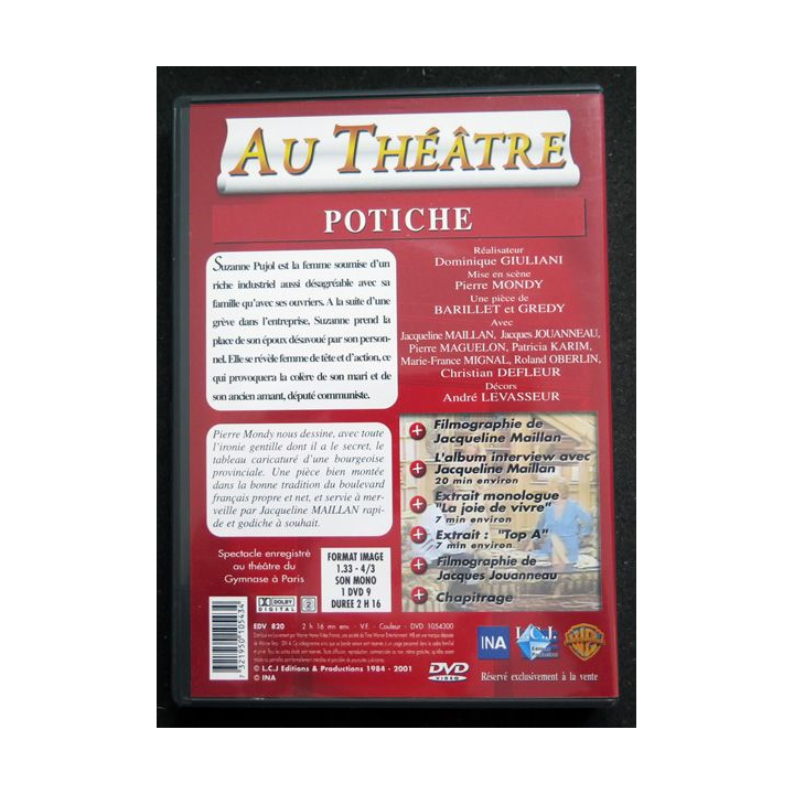 DVD : Au Théâtre Potiche avec jacqueline Maillan et Jacques Jouanneau