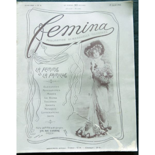 PublicationFemina N° 6 du 15 avril 1901. La femme et la famille aux éditions Pierre Lafitte & Cie Paris