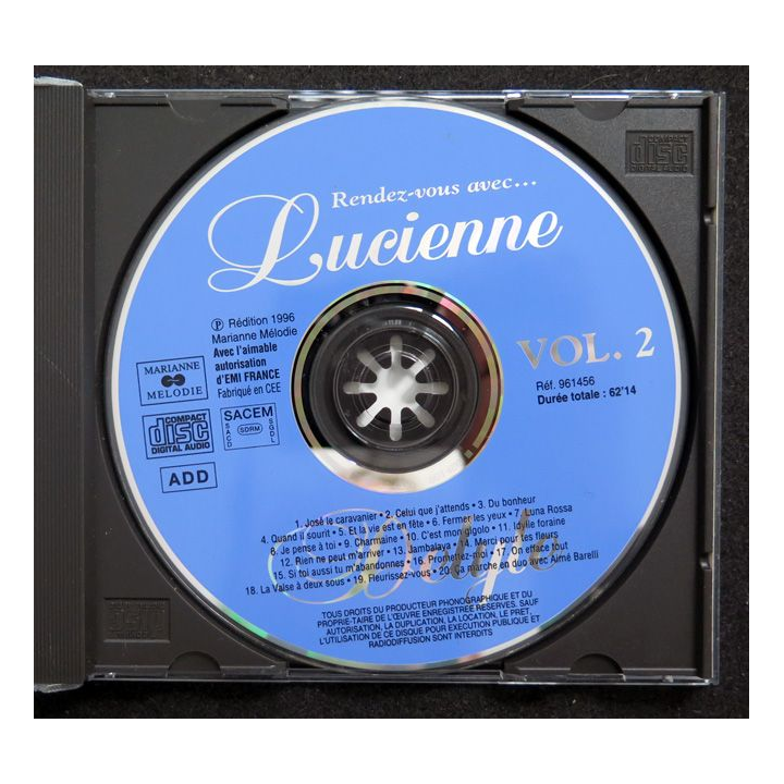 CD : Rendez-vous avec Lucienne Delyle vol 2 Luna Rossa ...