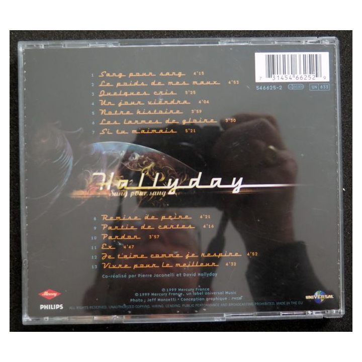 DISQUE CD : Johnny Halliday sang pour sang
