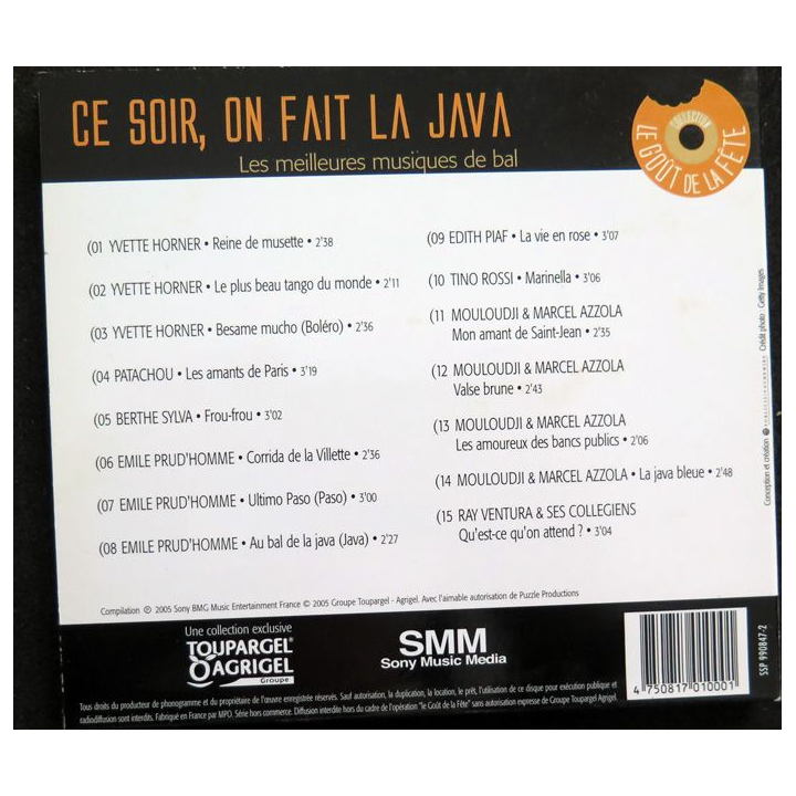 DISQUE CD : Ce soir on fait la java Les meilleurs musiques de bal