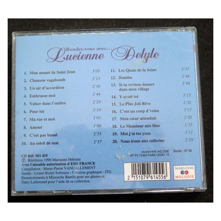 DISQUE CD : Rendez-vous avec Lucienne Delyle vol 1 Mon Amant de Saint-Jean.