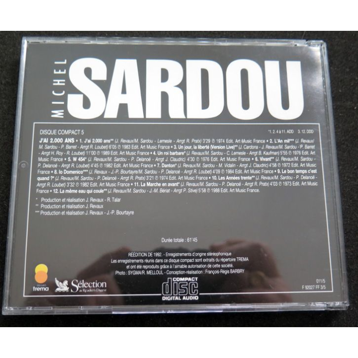 DISQUE CD : Michel Sardou Disque compact 5 J'ai 2000 ans
