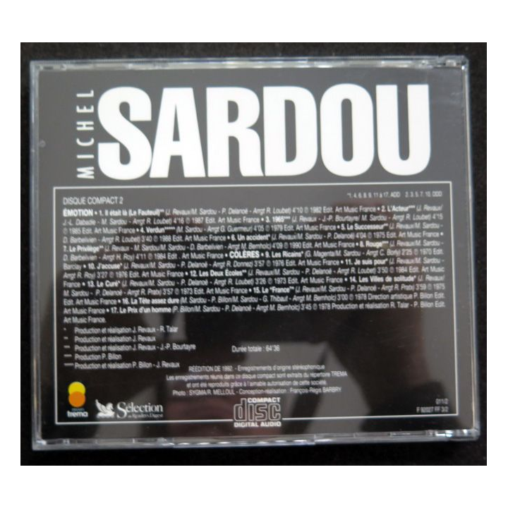 DISQUE CD : Michel Sardou Disque compact 2 émotion
