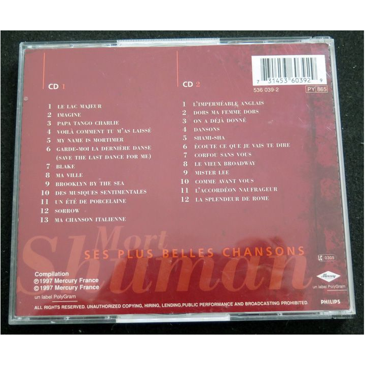 2 DISQUES CD : Mort Shuman ses plus belles chansons 2 CD