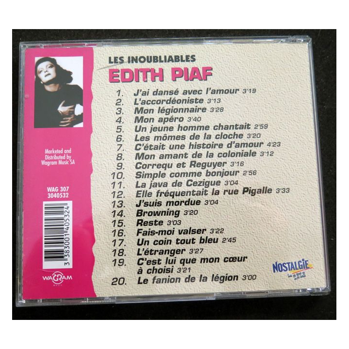 DISQUE CD : Edith Piaf les inoubliables l'accordéoniste ...