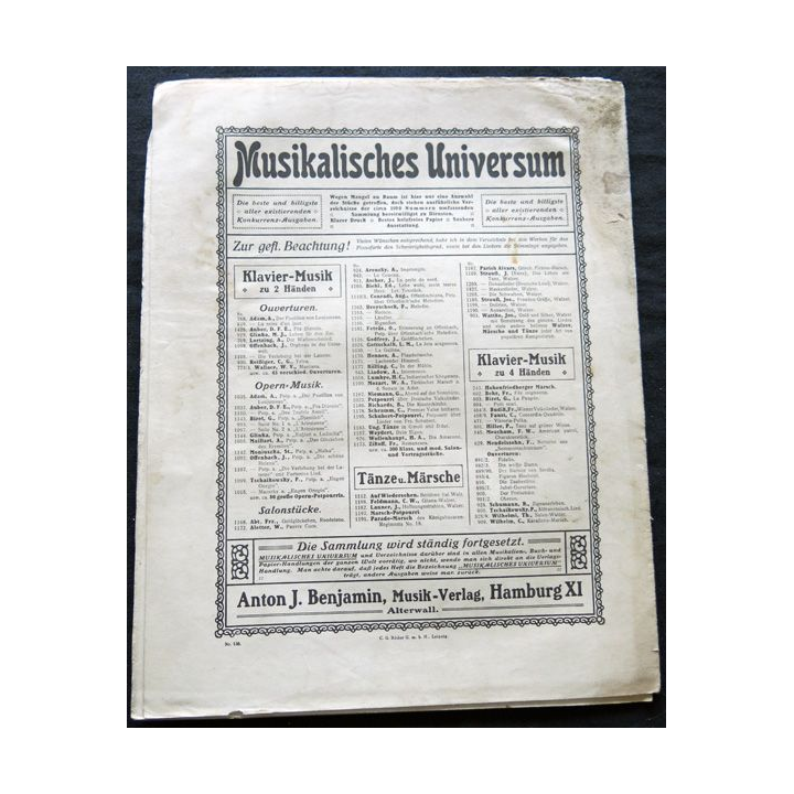 Publication Musikalifches Universum N° 1429 - Rigoletto. Oper von Guiseppe Verdi de Anton J. Benjamin Hambourg