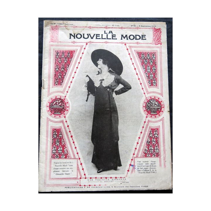 Revue illustrée La nouvelle mode N° 36 du  8 septembre 1912. Publication de Noirfontaine Paris