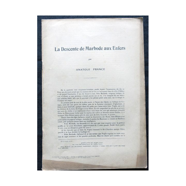 La descente de Marbode aux enfers par Anatole France