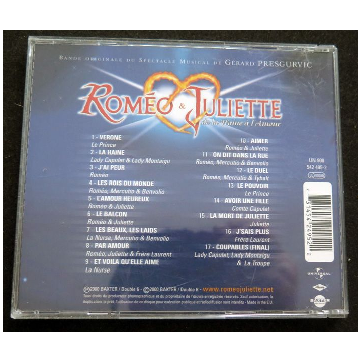 DISQUE CD : Roméo et Juliette de Gérard Presgurvic