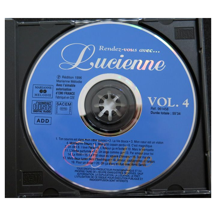 DISQUE CD : Rendez-vous avec Lucienne Delyle vol 4 Mon coeur est un violon... 
