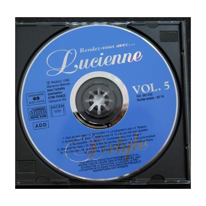 DISQUE CD : Rendez-vous avec Lucienne Delyle vol 5 Java, Mimi la Rose ...