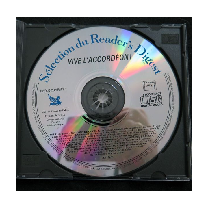 DISQUE CD : Vive l'Accordéon disque compact 1 Les plus beaux refrains de la vie
