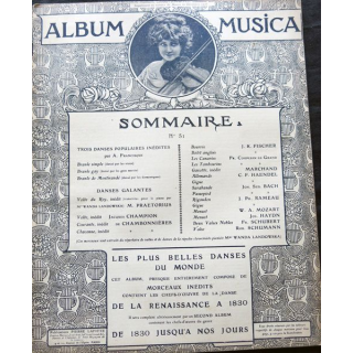 Album Musica sommaire N° 51 de décembre 1906 aux Editions Pierre Lafitte & Cie Editeurs