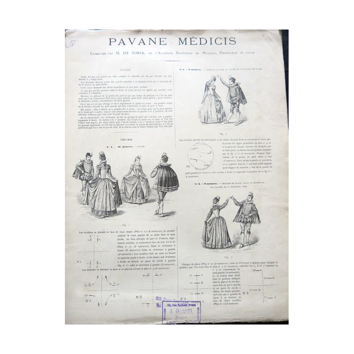 Pavane Médicis théorie composée par de Soria,Musique de E. Broustet Op.110, Manuel successeur