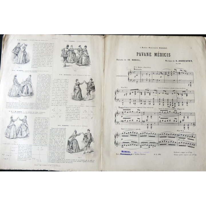 Pavane Médicis théorie composée par de Soria,Musique de E. Broustet Op.110, Manuel successeur