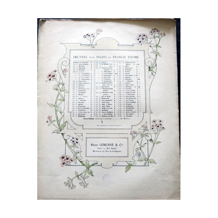 Œuvre pour piano de Francis Thomé aux Editions Henry Lemoine et Cie