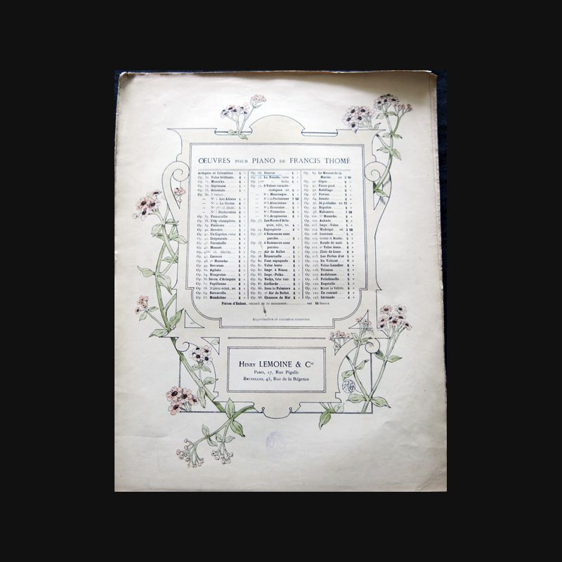 Œuvre pour piano de Francis Thomé aux Editions Henry Lemoine et Cie