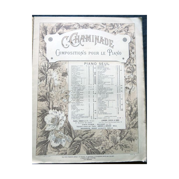 Pierrette air de ballet pour piano par C. Cheminade aux Editions Enoch & Cie Paris