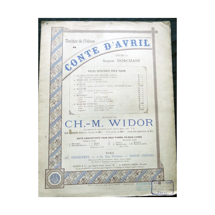 Conte d'Avril poème de Auguste Dorchain, Musique CH. - M. Widoraux Editions G. Clement Editeurs