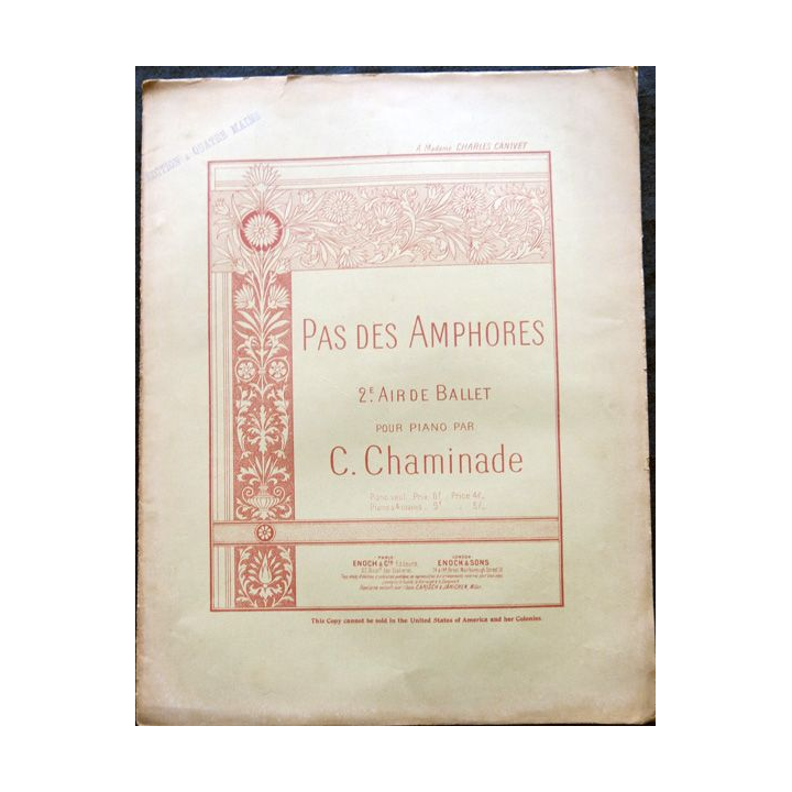 Pas des Amphores pour piano par C. Cheminade aux Editions Enoch & Cie Paris