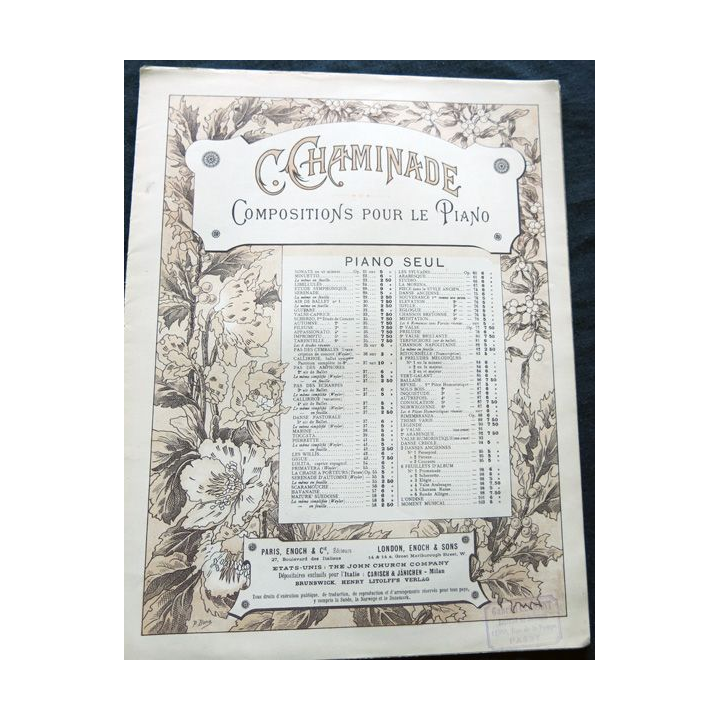 Pas des Amphores pour piano par C. Cheminade aux Editions Enoch & Cie Paris