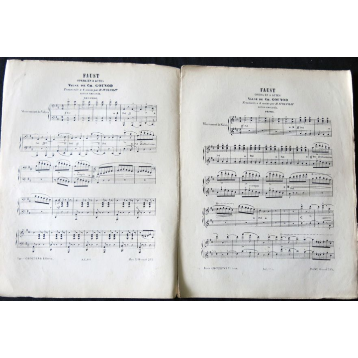 Faust de Ch. Gounod pour valse et piano de J. Barbier et M. Carré aux Editions Grus Editeurs