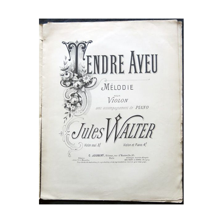 Œuvre pour violon avec Acc. de piano par Jules Walter aux Editions C. Joubert Editeur