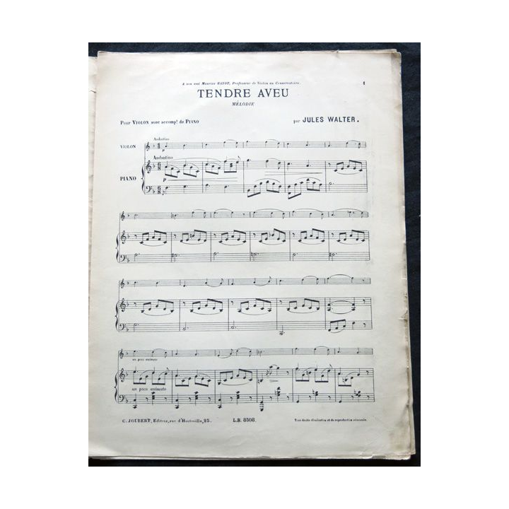 Œuvre pour violon avec Acc. de piano par Jules Walter aux Editions C. Joubert Editeur