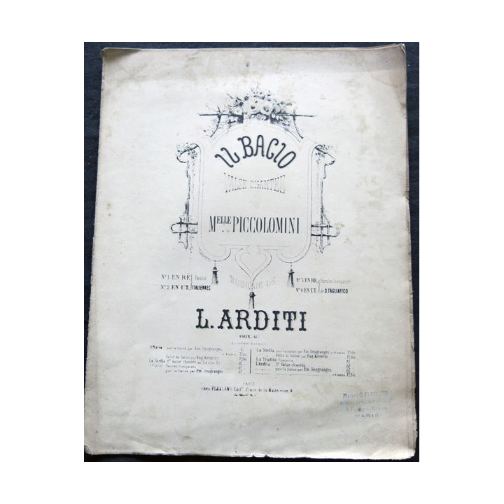 Il Bacio par Melle Piccolomini, Musique de L. Arditi aux Editions Faxland Editeurs