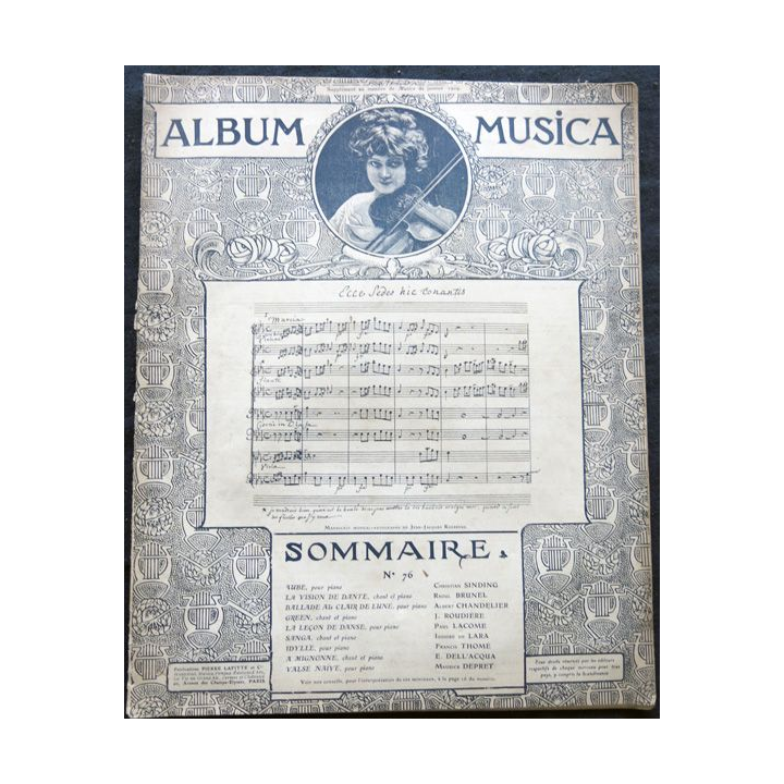 Album Musica sommaire N° 76 de janvier 1909 aux Editions Pierre Lafitte & Cie Editeurs
