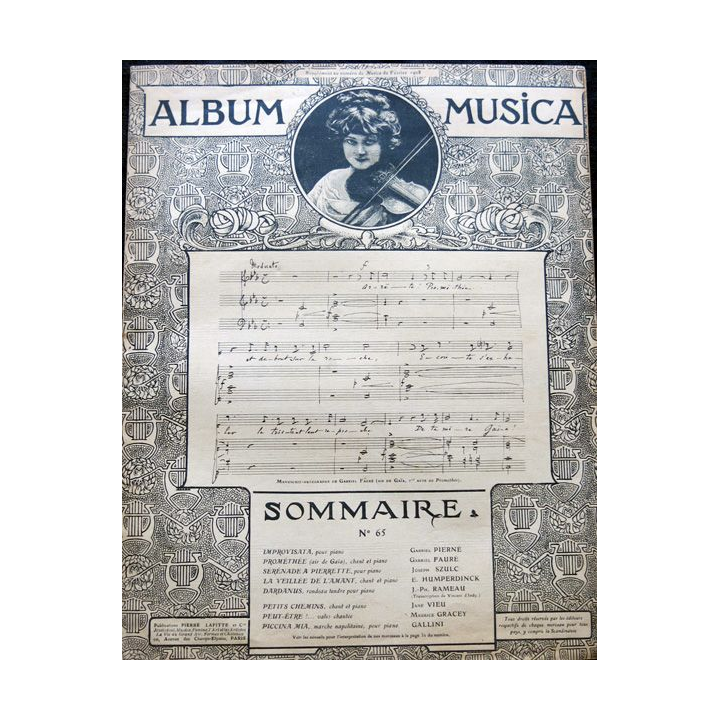 Album Musica sommaire N° 65 de février 1908 aux Editions Pierre Lafitte & Cie Editeurs