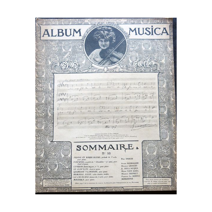 Album Musica sommaire N° 58 de juillet 1907 aux Editions Pierre Lafitte & Cie Editeurs