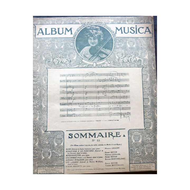 Album Musica sommaire N° 75 de décembre 1908 aux Editions Pierre Lafitte & Cie Editeurs