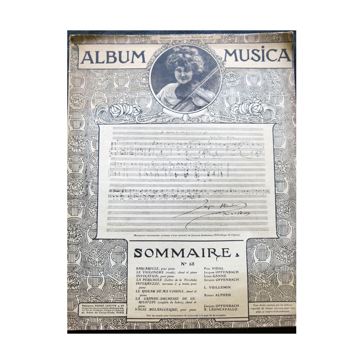 Album Musica sommaire N° 68 de mai 1908 aux Editions Pierre Lafitte & Cie Editeurs