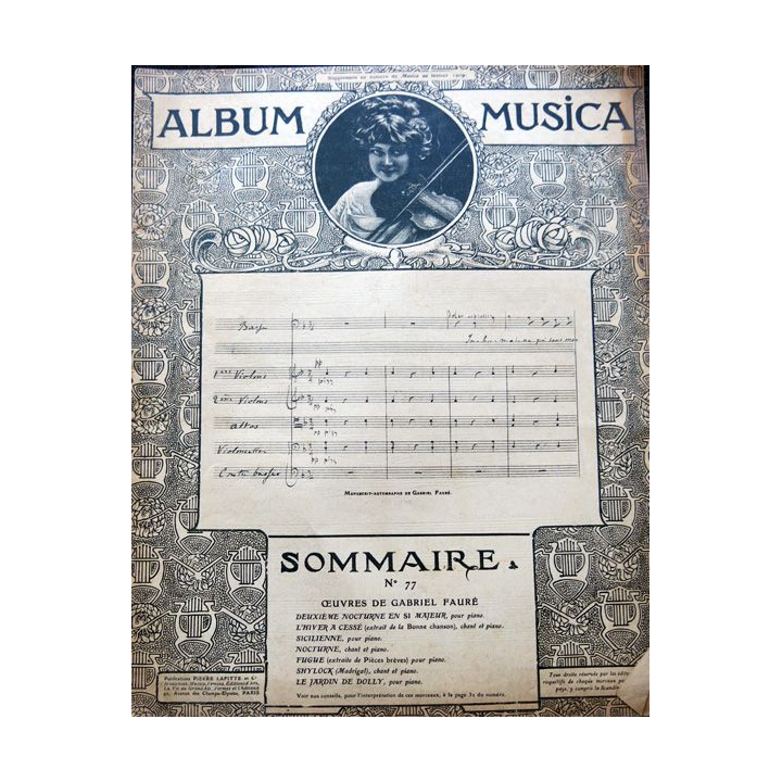 Album Musica sommaire N° 77 de février 1909 aux Editions Pierre Lafitte & Cie Editeurs