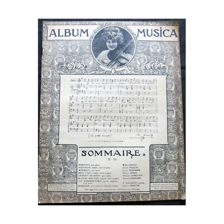 Album Musica sommaire N° 56 de mai 1907 aux Editions Pierre Lafitte & Cie Editeurs