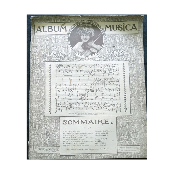 Album Musica sommaire N° 33 de juin 1905 aux Editions Pierre Lafitte & Cie Editeurs
