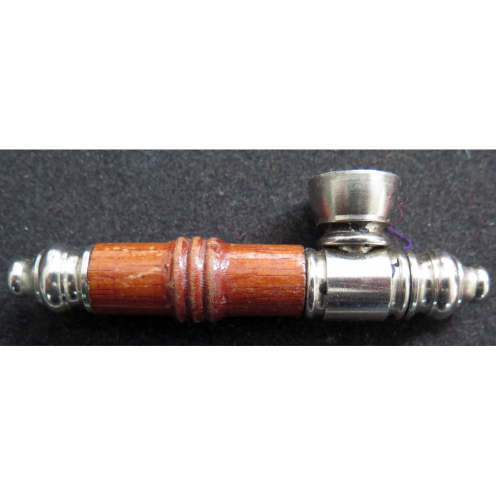 Pipe à canabis en bois et métal 9,5 cm