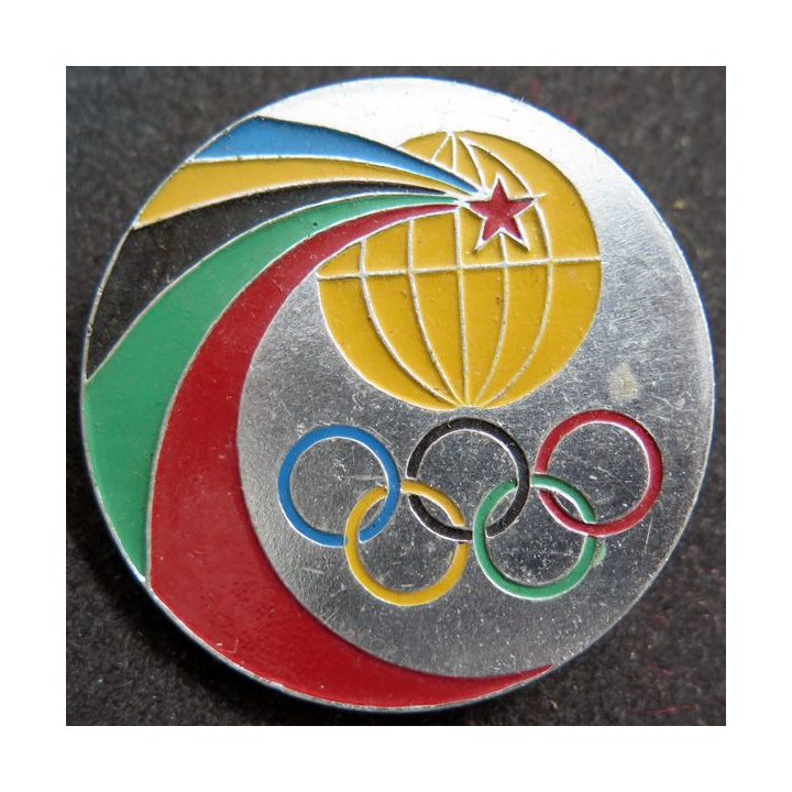 URSS : insigne métallique des jeux olympiques de Moscou 5 cm de diamètre