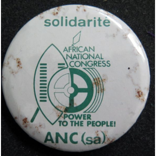 Badge métallique de solidarité avec l'African National Congress ANC 6 cm diamètre
