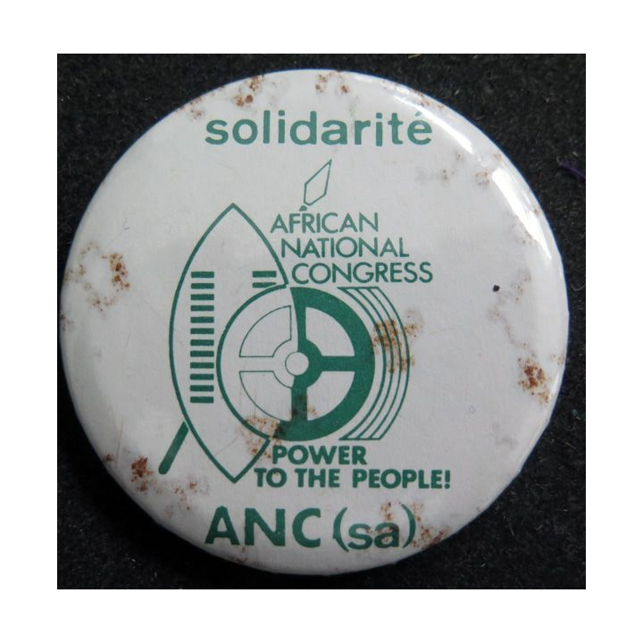 Badge métallique de solidarité avec l'African National Congress ANC 6 cm diamètre